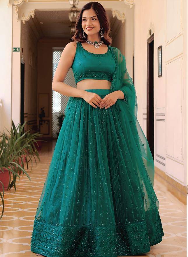 Zeel Clothing vol 30 net Teal green Traditional lehenga choli in Surat